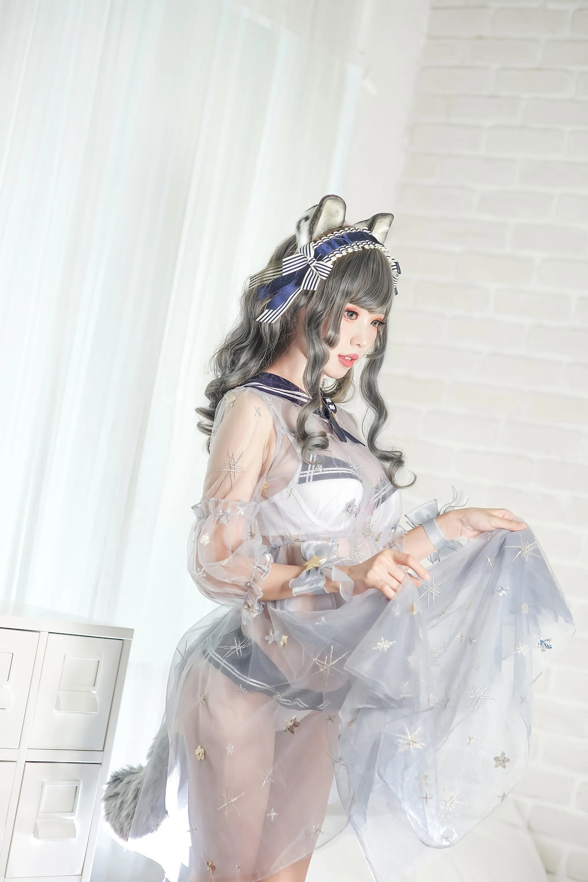 ElyEE子 – NO.47 灰太狼-透明睡裙 [21P]插图